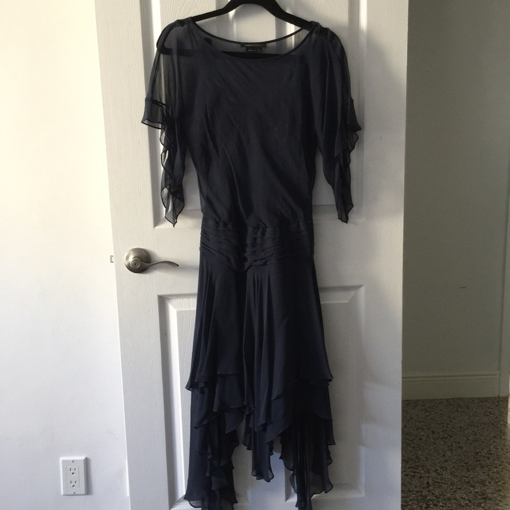 BCBG Navy Sheer Dress.  Flapper Style